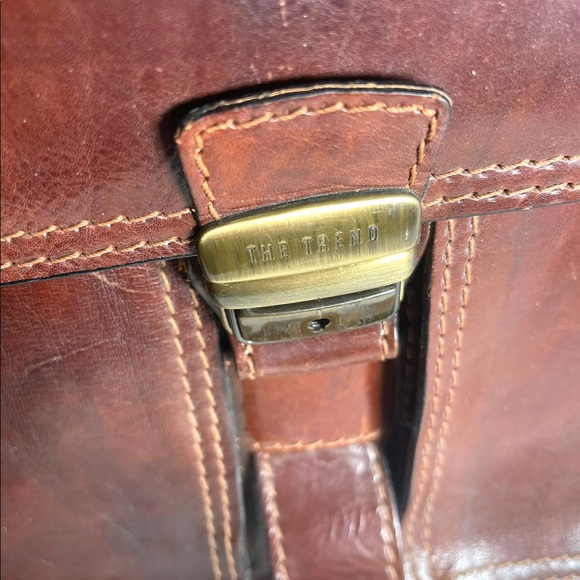 Vintage THE TREND Italian Italy honey Leather briefcase multi pocket distressed - Picture 8 of 11